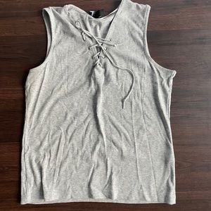 grey sleeveless top